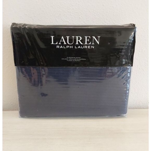 Ralph Lauren SPENCER MATELASSE Navy Blue Cotton Blend European Euro Sham - Picture 1 of 10